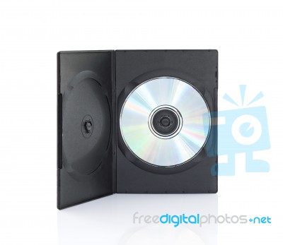 Dvd Box With Disc On White Background Stock Photo