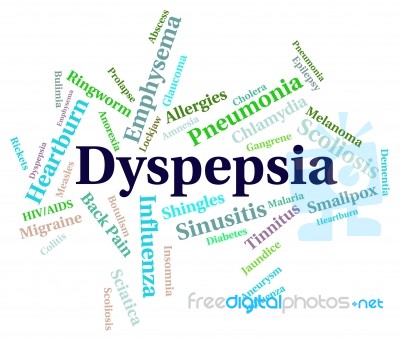 Dyspepsia Word Indicates Ill Health And Acidosis Stock Image