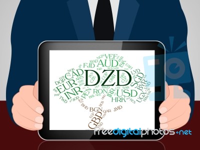 Dzd Currency Means Foreign Exchange And Algerian Stock Image