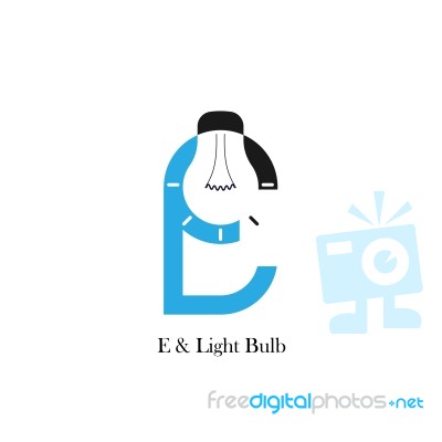 E-letter/alphabet Icon And Light Bulb Abstract Logo Design Stock Image