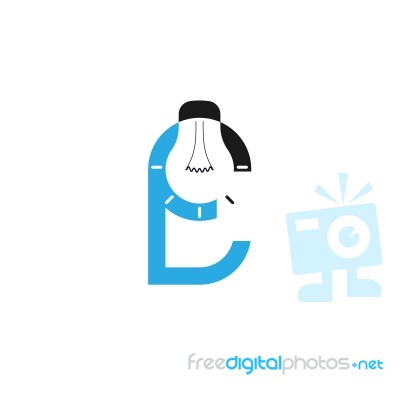 E-letter/alphabet Icon And Light Bulb Abstract Logo Design Template Stock Image