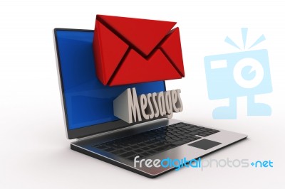 E-mail Concept. Modern Laptop And Envelope Stock Image