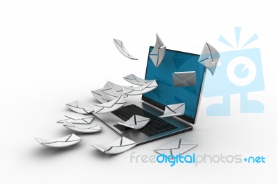 E-mail Concept. Modern Laptop And Envelope Stock Image