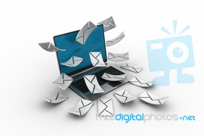 E-mail Concept. Modern Laptop And Envelope Stock Image