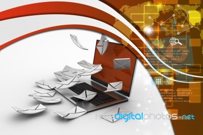 E-mail Concept. Modern Laptop And Envelope Stock Image