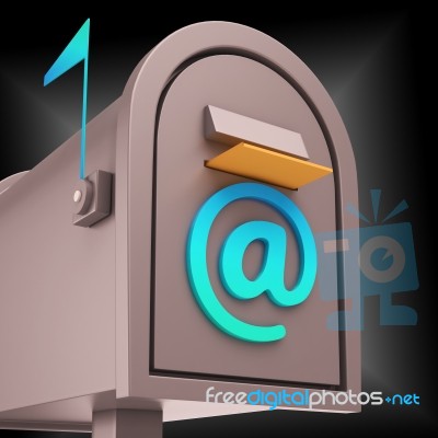 E-mail Postbox Shows Online Communication Through Internet Stock Image