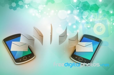 E-mail Sharing Between Smart Phone Stock Image