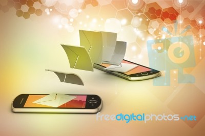 E-mail Sharing Between Smart Phone Stock Image