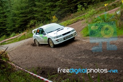 E. Mcnulty Driving Subaru Impreza Stock Photo