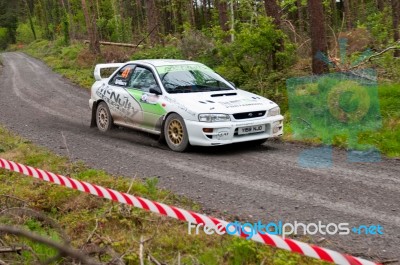 E. Mcnulty Driving Subaru Impreza Stock Photo