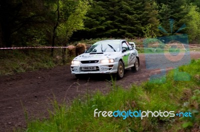 E. Mcnulty Driving Subaru Impreza Stock Photo