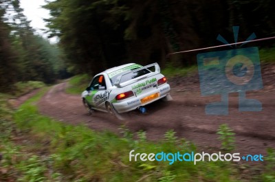 E. Mcnulty Driving Subaru Impreza Stock Photo