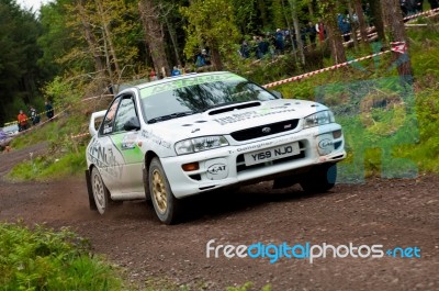 E. Mcnulty Driving Subaru Impreza Stock Photo