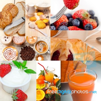 Ealthy Vegetarian Breakfast Collage Stock Photo