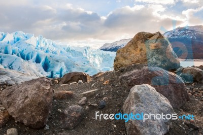 Early Morning On The Glacier Perito Moreno, Argentina Stock Photo