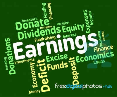 Earnings Word Means Text Yield And Salaries Stock Image