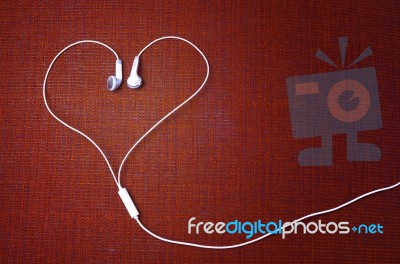 Earphones Heart Shape Stock Photo