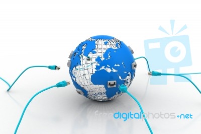 Earth And Connect Cable Stock Image