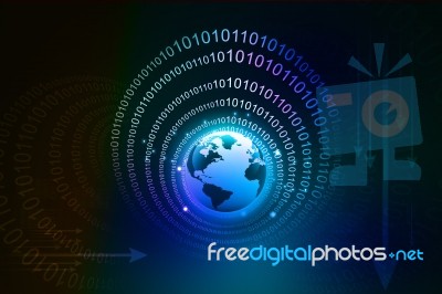 Earth And Digital , Binary Code Stock Image