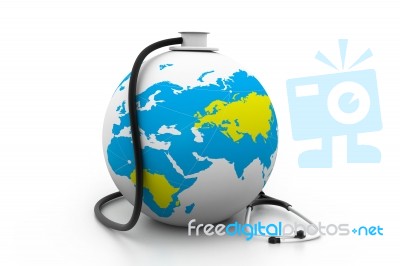 Earth And Stethoscope  Stock Image