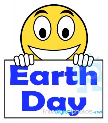 Earth Day On Sign Shows Environment And Eco Friendly Stock Image