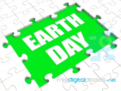 Earth Day Puzzle Shows Environment And Eco Friendly Stock Image