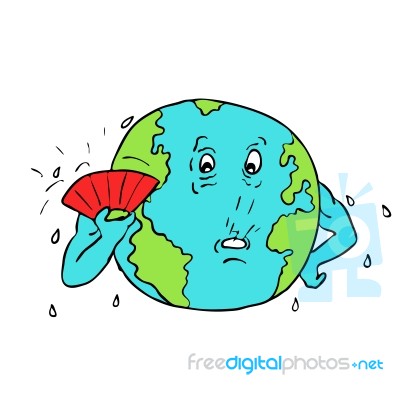 Earth Global Warming Drawing Color Stock Image