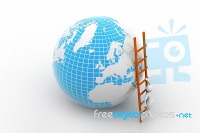 Earth Globe And Ladder Stock Image