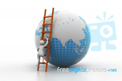 Earth Globe And Ladder Stock Image