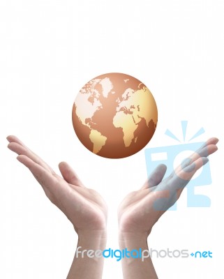 Earth Globe In Hands Stock Photo