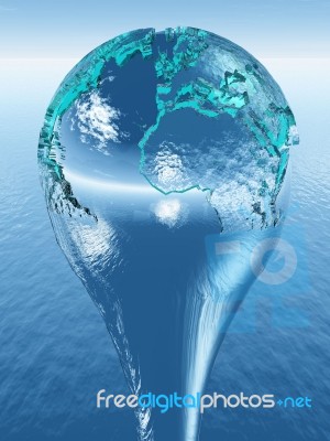 Earth In The Water Drop Stock Image