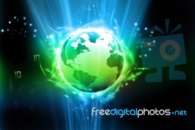 Earth With Digital Fibers Stock Image