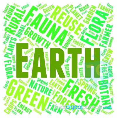 Earth Word Cloud Indicating Go Green And Eco-friendly Stock Image