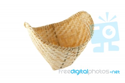 Earthenware Steamer Craft For Sticky Rice On White Background Stock Photo