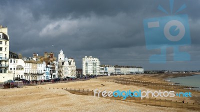 Eastbourne, Sussex/uk - February 19 : View Of The Skyline In Eas… Stock Photo