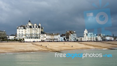 Eastbourne, Sussex/uk - February 19 : View Of The Skyline In Eas… Stock Photo