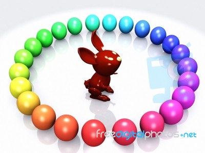 Easter Bunny And Eggs Stock Image