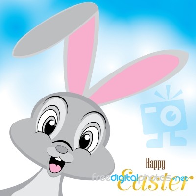 Easter Bunny Design. Happy Easter Day On A Beautiful Sky. Easter Day Isolated On White Background Stock Image