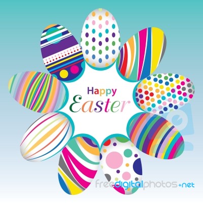 Easter Day  For Egg Isolated On  Design. Colorful Graphic Pattern For Eggs On White And Green Background Stock Image