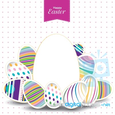 Easter Day  For Egg On  Design. Colorful Pattern For Eggs. Colorful Egg Isolated On White And Pink Background Stock Image