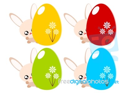 Easter Egg And Rabbit Illustration Stock Image