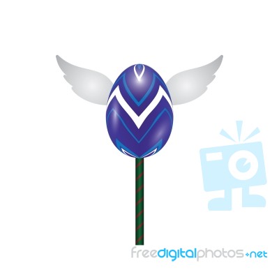 Easter Egg Fly Wing Lollipop Sweet Realistic Color Design  Stock Image