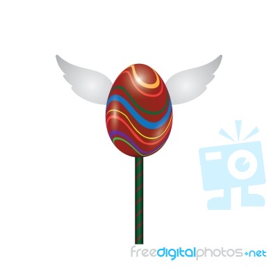 Easter Egg Fly Wing Lollipop Sweet Realistic Color Design  Stock Image