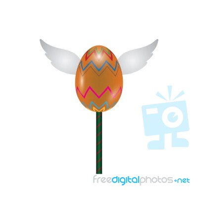 Easter Egg Fly Wing Lollipop Sweet Realistic Color Design  Stock Image