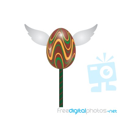 Easter Egg Fly Wing Lollipop Sweet Realistic Color Design  Stock Image