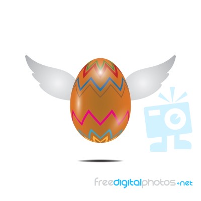 Easter Egg Fly Wing Realistic Color Design  Illustration Stock Image