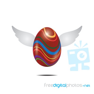 Easter Egg Fly Wing Realistic Color Design  Illustration Stock Image