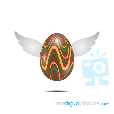 Easter Egg Fly Wing Realistic Color Design  Illustration Stock Image