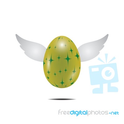 Easter Egg Fly Wing Realistic Color Design  Illustration Stock Image