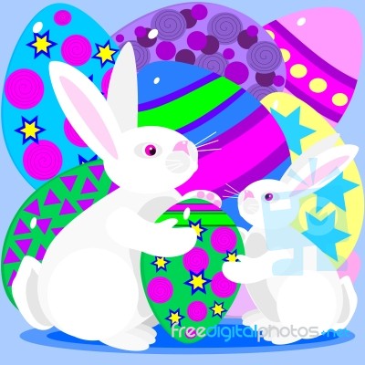 Easter Eggs And Bunnies Stock Image